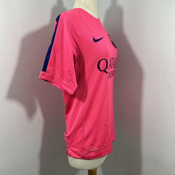 Nike Dri Fit Jersey Shirt Mens S Pink Football Soccer FC Barcelona - Picture 9 of 14